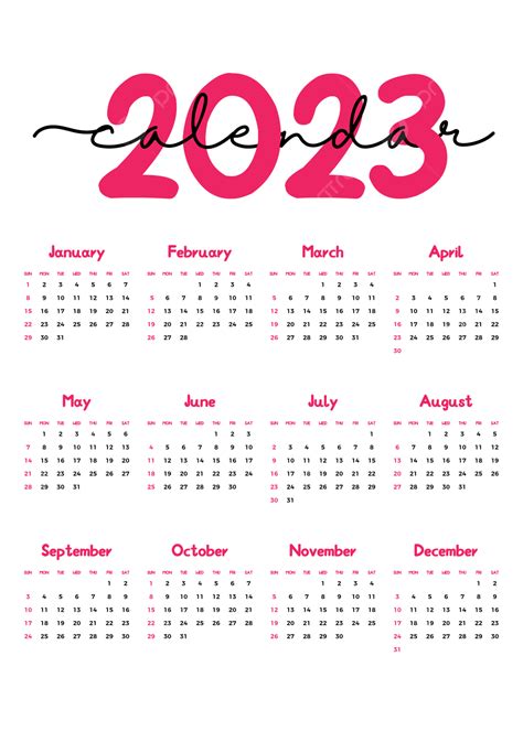 Calendario 2023 Plantilla Vectorial PNG ,dibujos Calendario 2023, 2023 ...