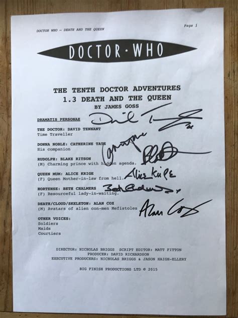 Bid on Signed Big Finish Doctor Who Scripts - In Support of Leukaemia ...