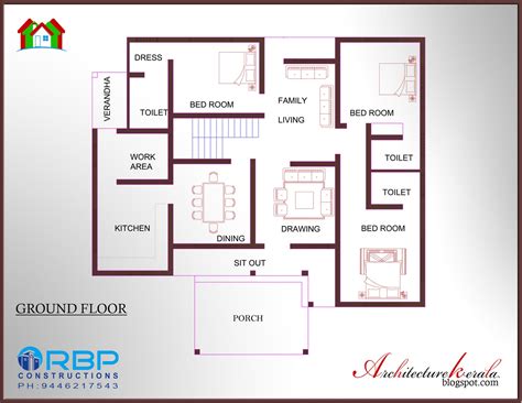 House Plan Kerala Kerala Plans Plan Floor 1500 Bedroom Sq Ft Designs Single Two Estimate Lakhs ...