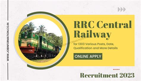 RRC Central Railway Recruitment 2023 Apply Online For 1303 Various Posts, Date, Qualification ...