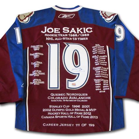 Joe Sakic Autographed Colorado Avalanche Limited-Edition Career Stats ...