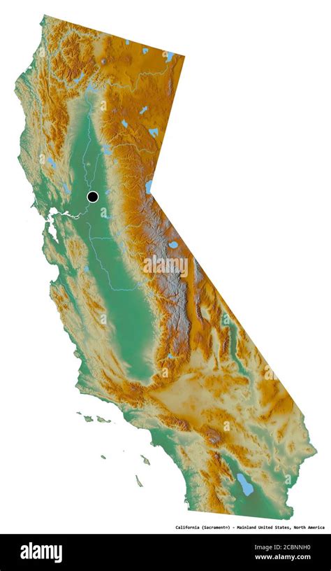 Shape of California, state of Mainland United States, with its capital ...