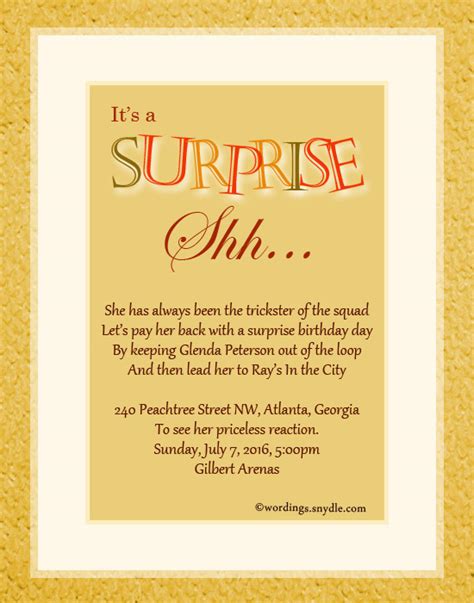 Surprise Birthday Party Invitation Wording – Wordings and Messages