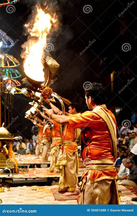 Ganga Aarti at Varanasi editorial stock photo. Image of hindu - 30401688