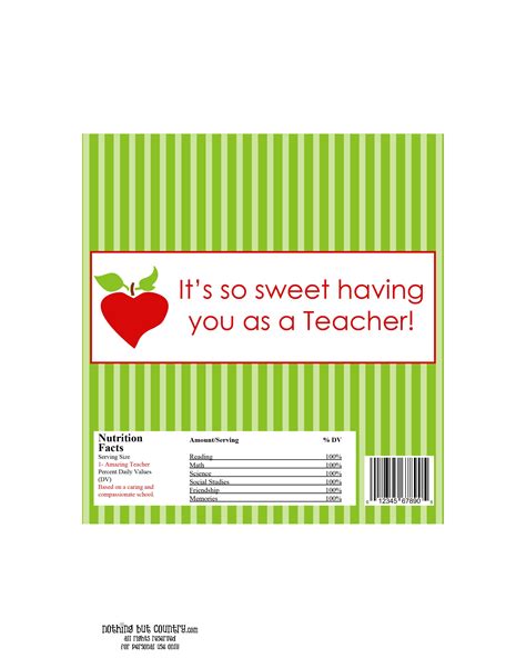 Free Printable Teacher Appreciation Candy Bar Wrappers