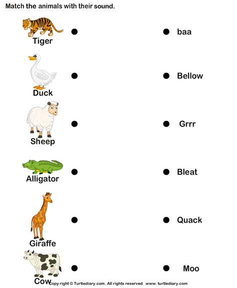 Animals and Sounds for Kids Worksheet - Turtle Diary