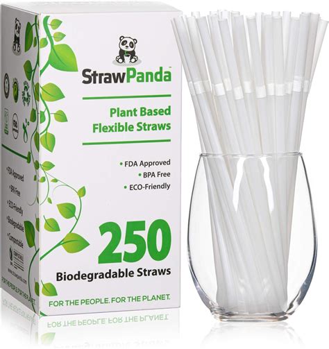 Amazon.com: Plant Based Biodegradable Drinking Straws by StrawPanda- (250 Pack) 100% Compostable ...