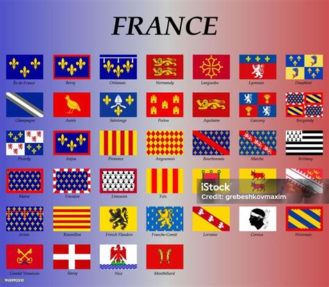 Tous Les Drapeaux Des Provinces Historiques De France Vecteurs libres de droits et plus d'images ...