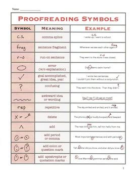 Proofreading Symbols Packet by Billy Shakes | Teachers Pay Teachers