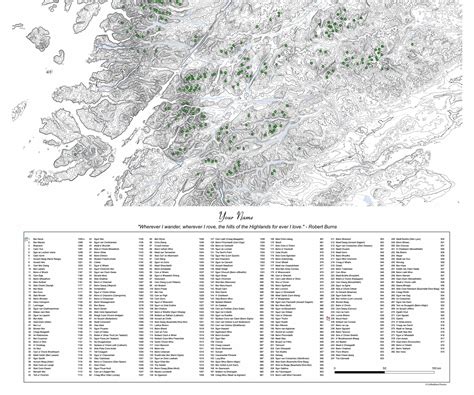 Munro Bagging Tracker Poster Map of 282 Munro Mountains in - Etsy UK