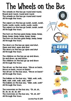 The Wheels on the Bus Nursery Rhyme Worksheets and Activities by Lavinia Pop