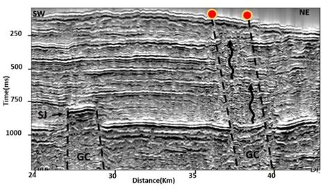 -Seismic section with special processing crossing a structural high,... | Download Scientific ...