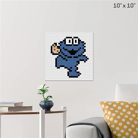 Cookie Monster Pixel Art Wall Poster - Build Your Own with Bricks! - BRIK