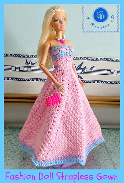 Crochet Patterns Galore - Fashion doll strapless gown