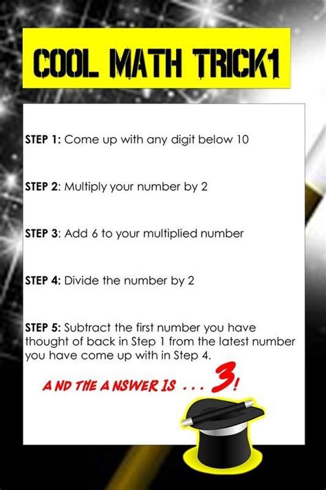 Cool Math Trick for Kids! The Answer will always be 3! | Cool math ...