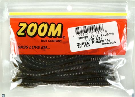 Zoom 004-025 Green Pumpkin Finesse Worm 4.75" Soft Fishing Sinkbait Lure (20 Pk) 751981004258 | eBay