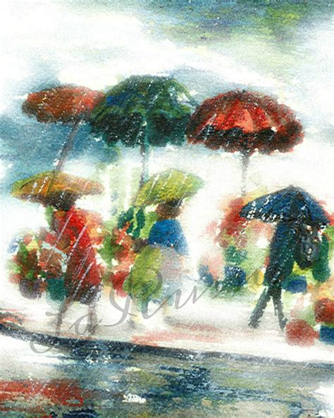 Rainy Day Umbrella ART Print Wall Art Picture Digital - Etsy