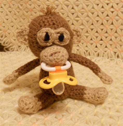 Monkey Pacifier Holder by thecrafter on Etsy