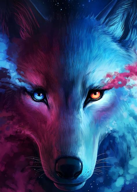 'The Galaxy Wolf Art' Poster, picture, metal print, paint by Lunaxys Artwork | Displate