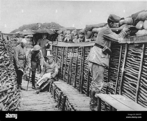 World War I 1914-1918: View inside the German trenches in France Stock ...