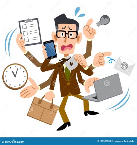 Too Busy Man with Brown Jacket Wearing Glasses Stock Vector ...