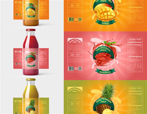 Tasty-Juice Bottle Label Design template :: Behance