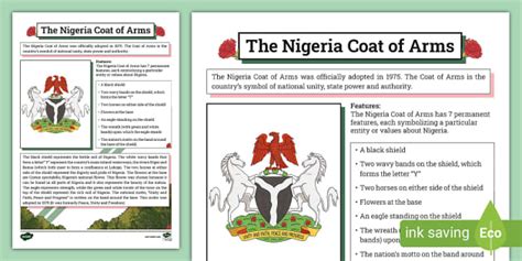 Nigeria Coat of Arms (teacher made) - Twinkl