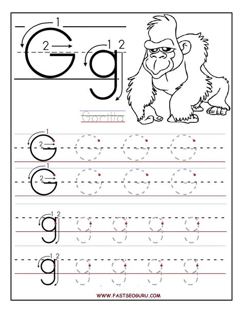 Printable letter G tracing worksheets for preschool | Alphabet worksheets preschool, Tracing ...