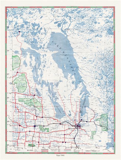 Manitoba Official Highway Map, 1941 , map on heavy cotton canvas, 22x27 ...