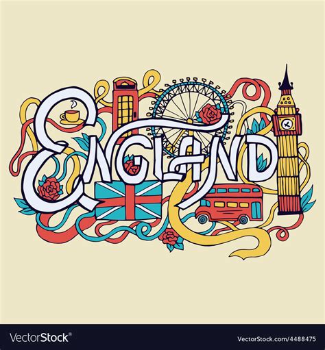 England art abstract hand lettering and doodles Vector Image