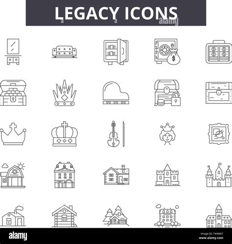 Legacy line icons, signs set, vector. Legacy outline concept illustration: legacy,isolated ...