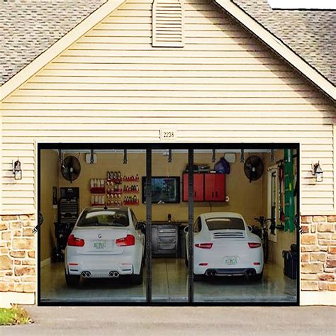 Magnetic Garage Door Screen for 2 Car Garage 16x8ft Retractable 2024 ...