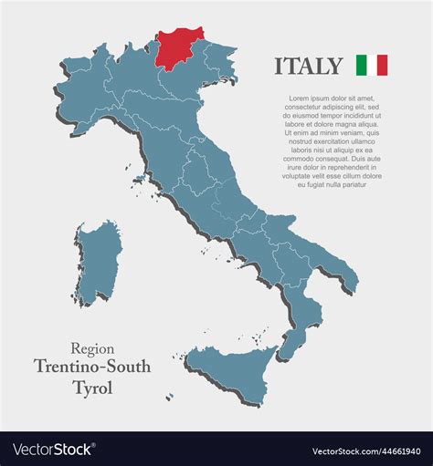 Map italy and district trentino-south tyrol Vector Image