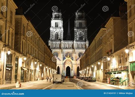 Cathedral in Orleans (France) at Night Editorial Photo - Image of city ...