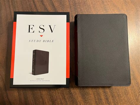 Personalized ESV Large Print Study Bible - Deep Brown Genuine Buffalo Leather, Custom Imprinted ...