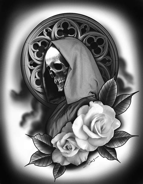 Black and Grey Skull Print Tattoo Flash Wall Art - Etsy