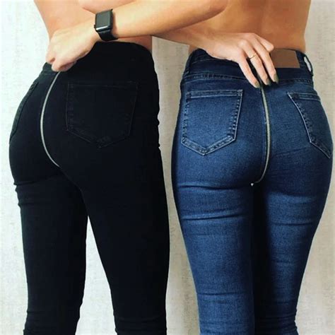 Jeans For Women Large Size Women Back Zipper Pencil Stretch Denim ...