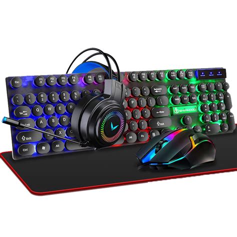 Gaming Keyboard and Mouse Combo with Mouse Pad,104 Keys Mechanical Touch Feeling LED Backlit ...