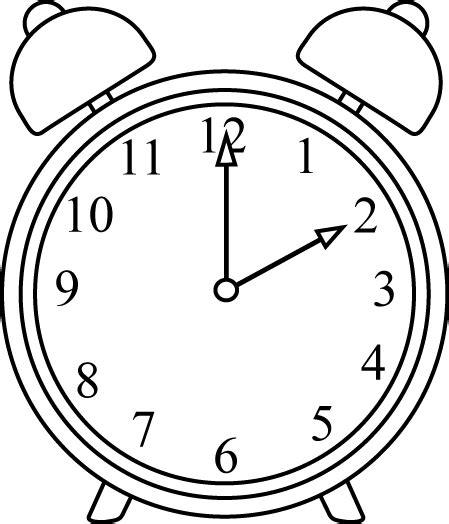 Black and White Alarm Clock Clip Art - Black and White Alarm Clock Image