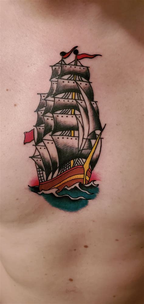 American Traditional Clipper Ship by Will at Grand Avenue Tattoo in Saint Paul, MN : r/tattoos