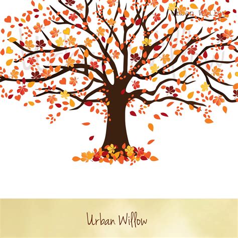 Clip Art Fall Tree Autumn Tree Graphic Tree With Orange - Etsy Australia