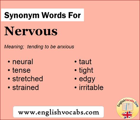 Synonym for Nervous, what is synonym word Nervous - English Vocabs