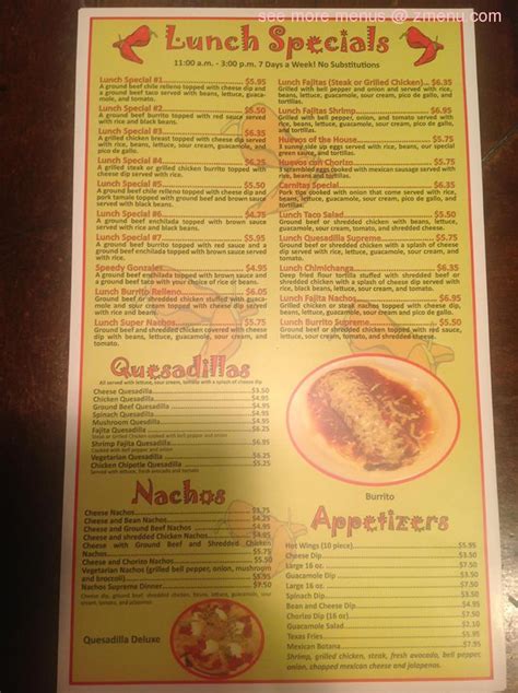 Menu at El Cerrito Mexican Grill restaurant, Millbrook