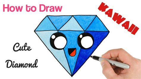 How to Draw a Diamond Cute Easy and Kawaii - YouTube