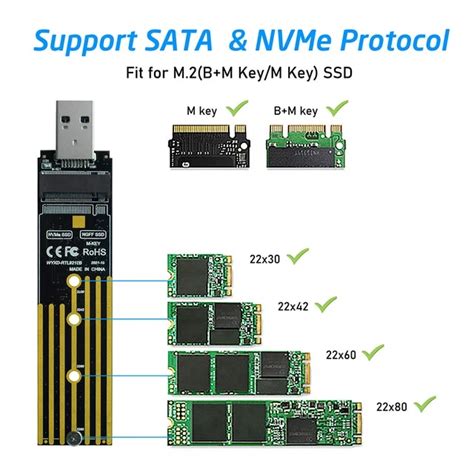 M.2 To Usb 3.1 Ssd Adapter Gen2 10g Nvme Usb Adapter M2 Nvme/sata To Type C Adapter Ssd M.2 Nvme ...