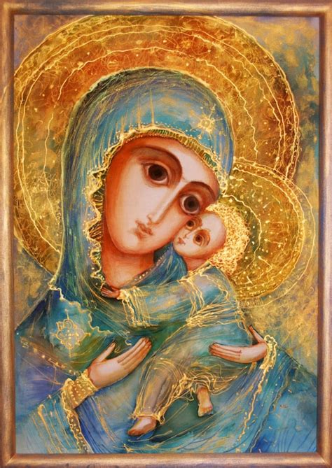 Icono de la Virgen María Pintura Santa Madre Santa María | Etsy