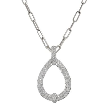 Pave Teardrop Necklace in White Gold - Greene & Co. Beverly Hills