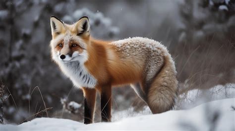 Premium Photo | A red fox in the snow