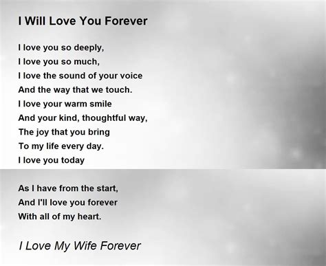 I Will Love You Forever Poem by I Love My Wife Forever - Poem Hunter