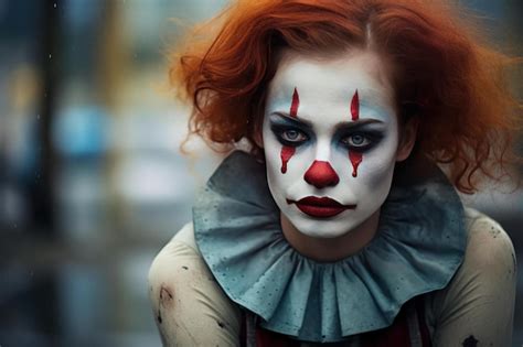 Premium Photo | Theatrical Sad clown makeup woman Generate ai